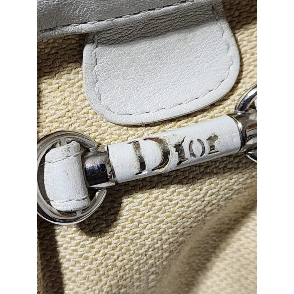 Authentic CHRISTIAN DIOR Raffia Frame Shoulder Bag Beige/Off-White - Picture 10 of 16